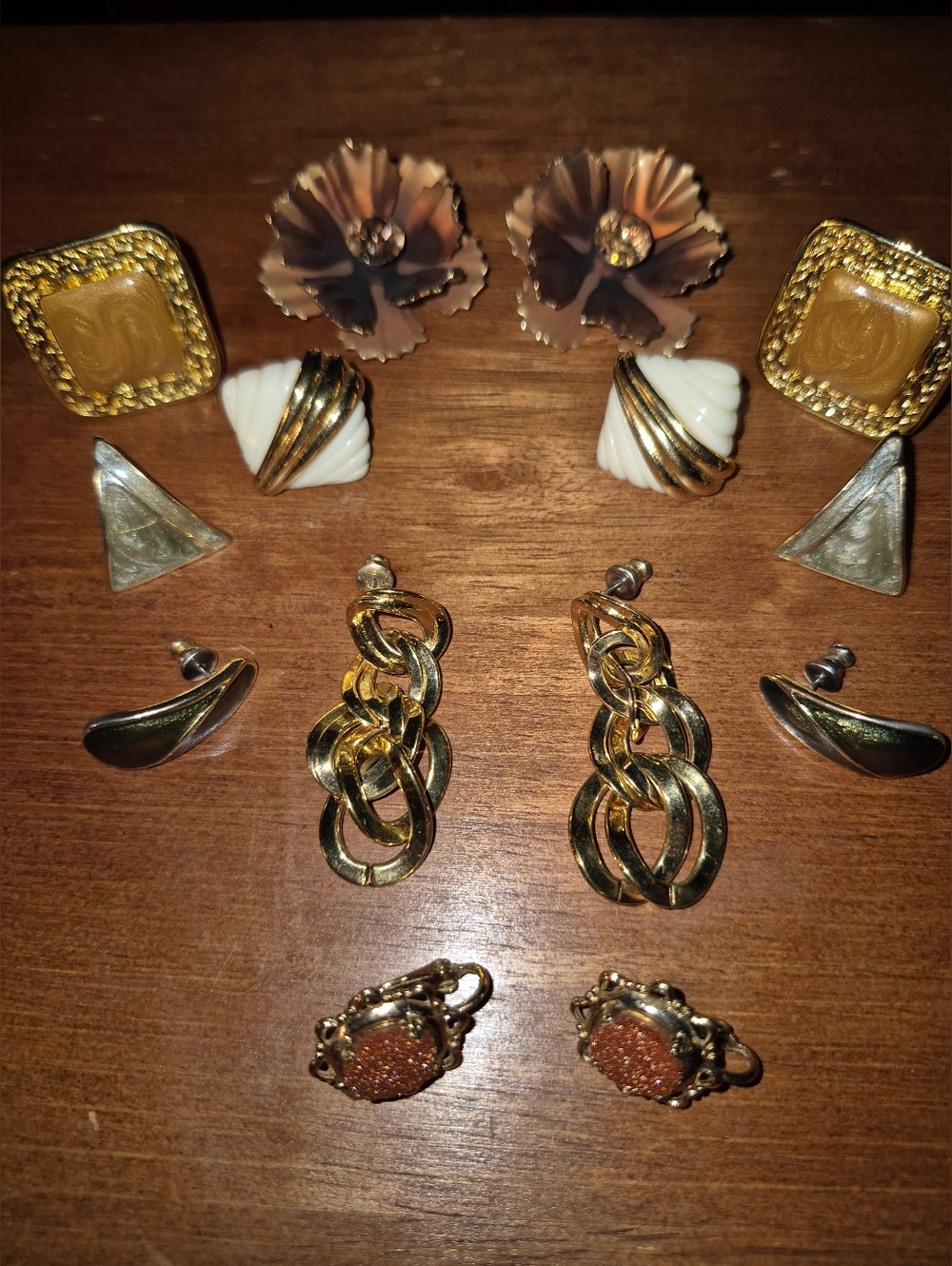 Gold-Tone Multi-Earring Set - White and Gold Accents
